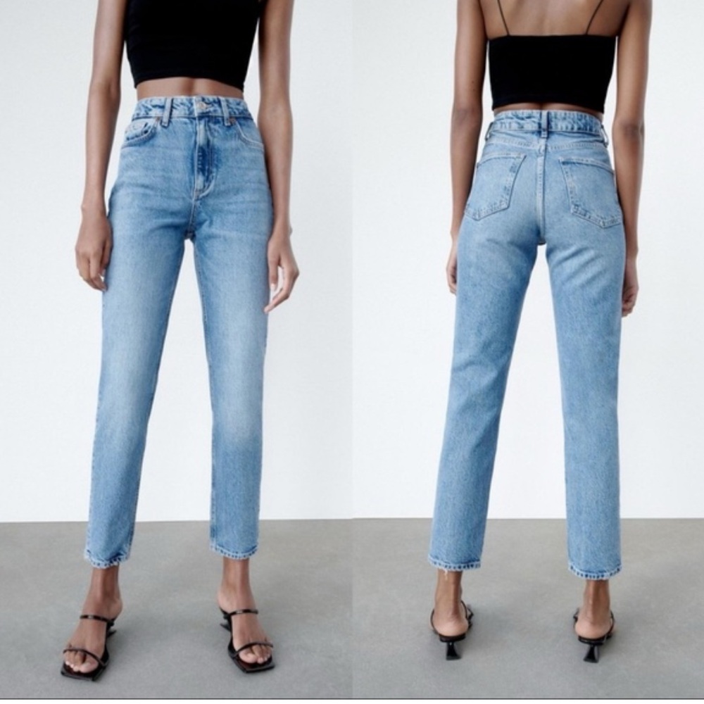 Zara High-Rise Ankle Length Slim Jeans Light Wash Excellent Condition